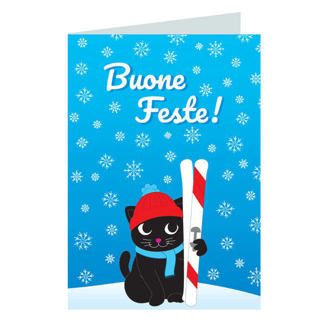 Carte de voeux Joyeuses Fêtes - Wish you Cat