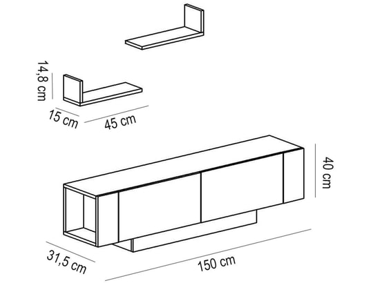 CONCEPT1 - Meuble TV Ekol - Blanc 150 x 40 x 31,5