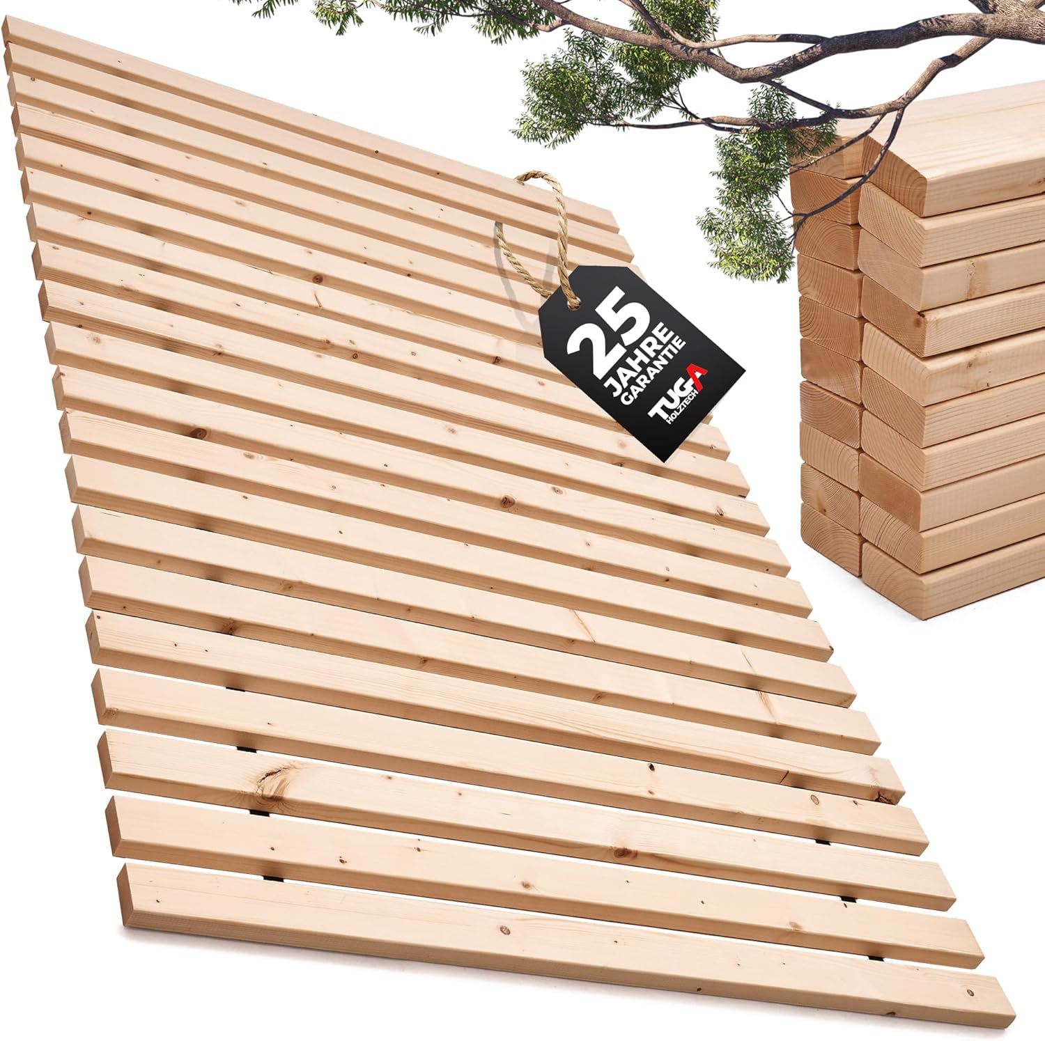 TUGA - Holztech Rollrost Lattenrost 140 x 200 cm 29mm 500kg stabilster Bettrost Rolllattenrost