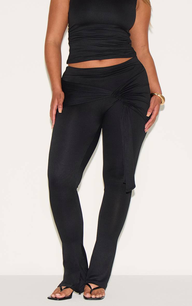 Noir Pantalon Évasé Drapé Enveloppant Ultra Doux Shape