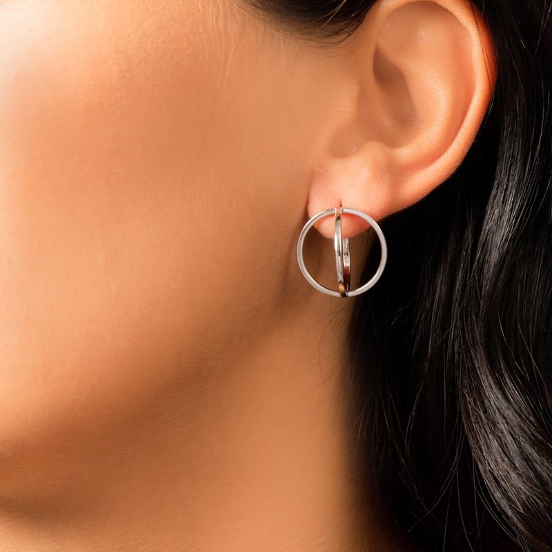 Boucles D'oreilles Argent Sphère Noir