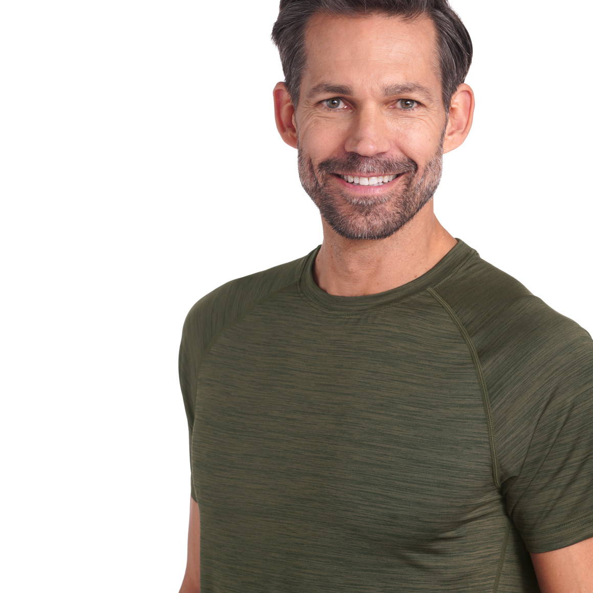VanVaan Herren Sport-T-Shirt in Melange-Optik oliv