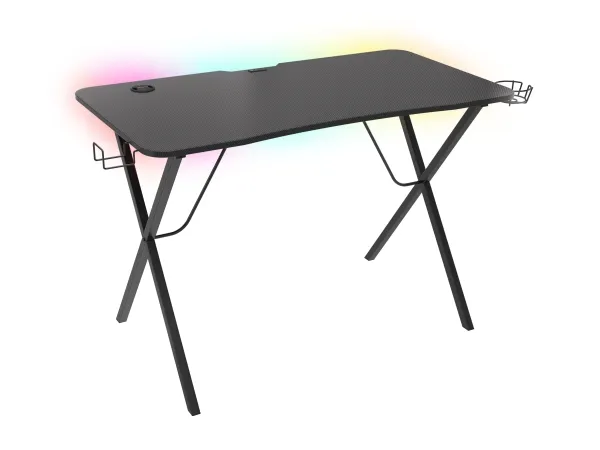Genesis Holm 200 RGB - Skrivebord - rektangulær med konturerede hjørner - sort