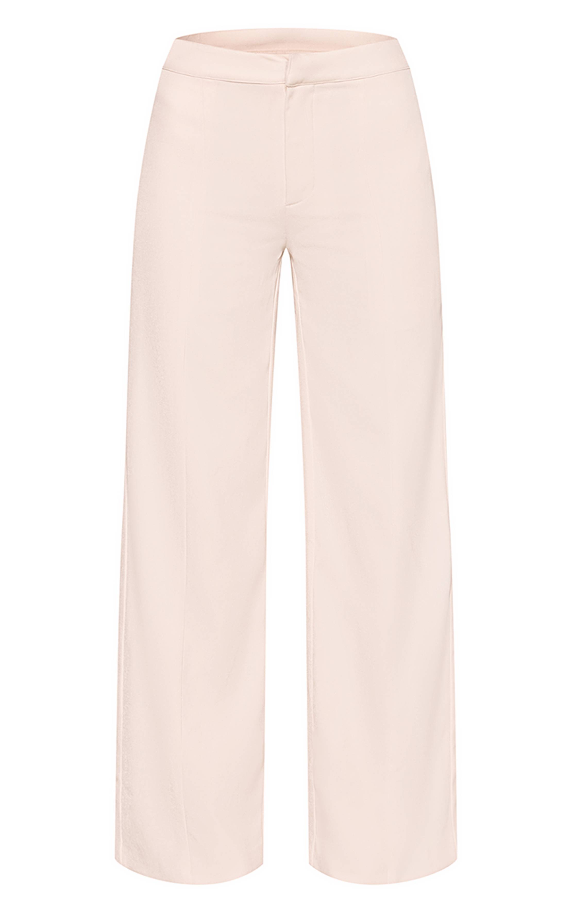 Crème Pantalon Tailleur Tissé Avec Détails De Coutures
