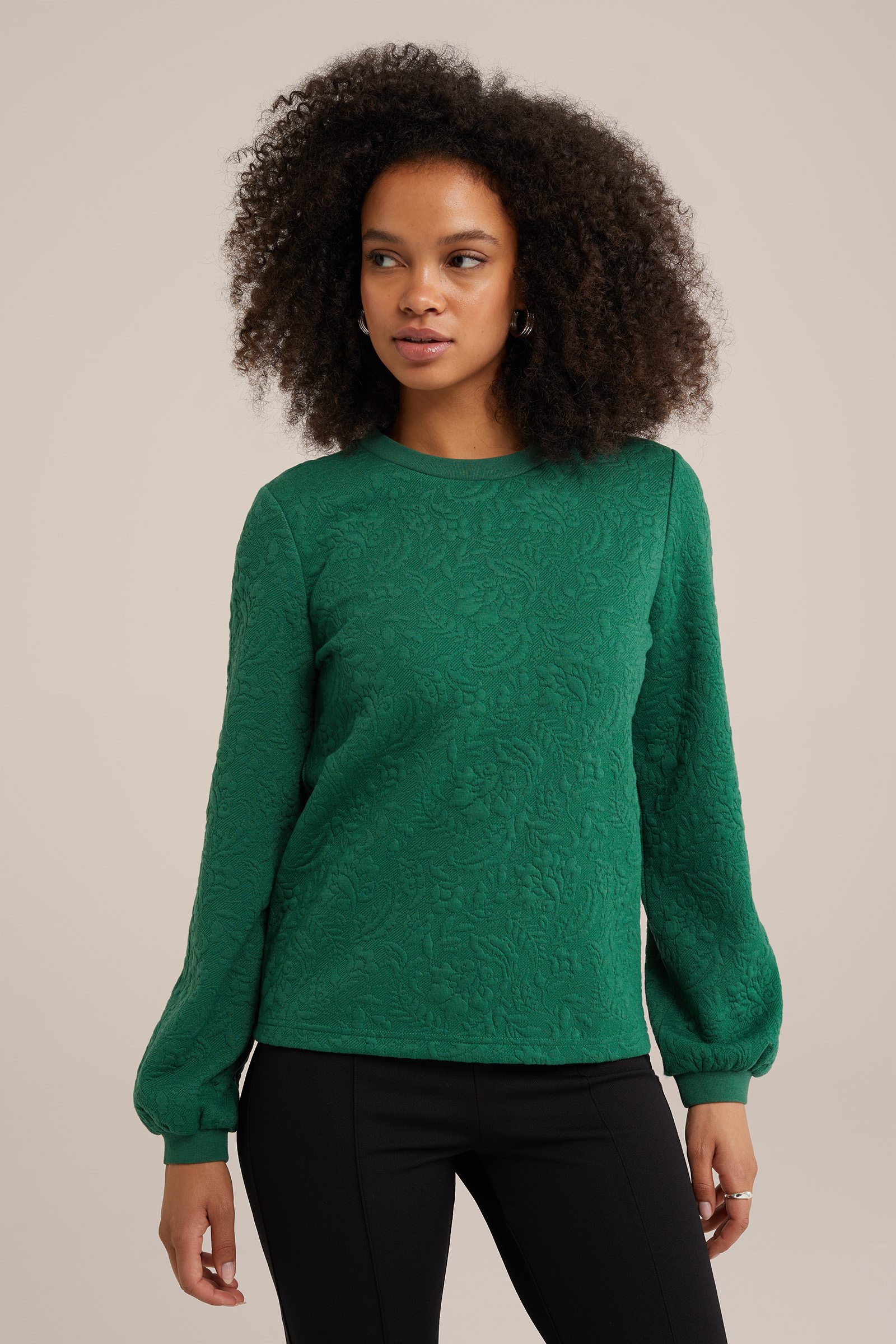 sweater met structuur WE Fashion Donkergroen