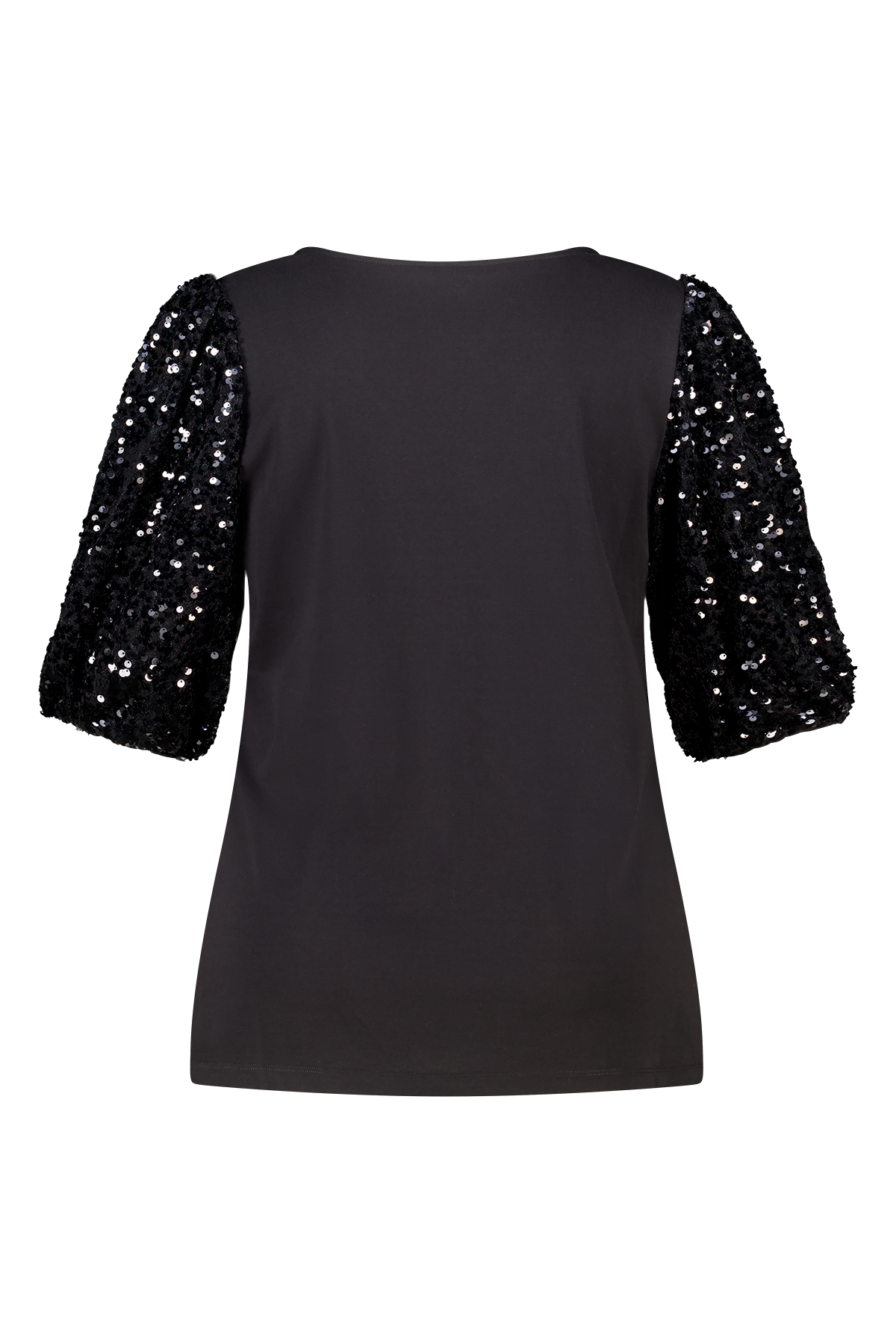 Top met pailletten pofmouwen Zwart