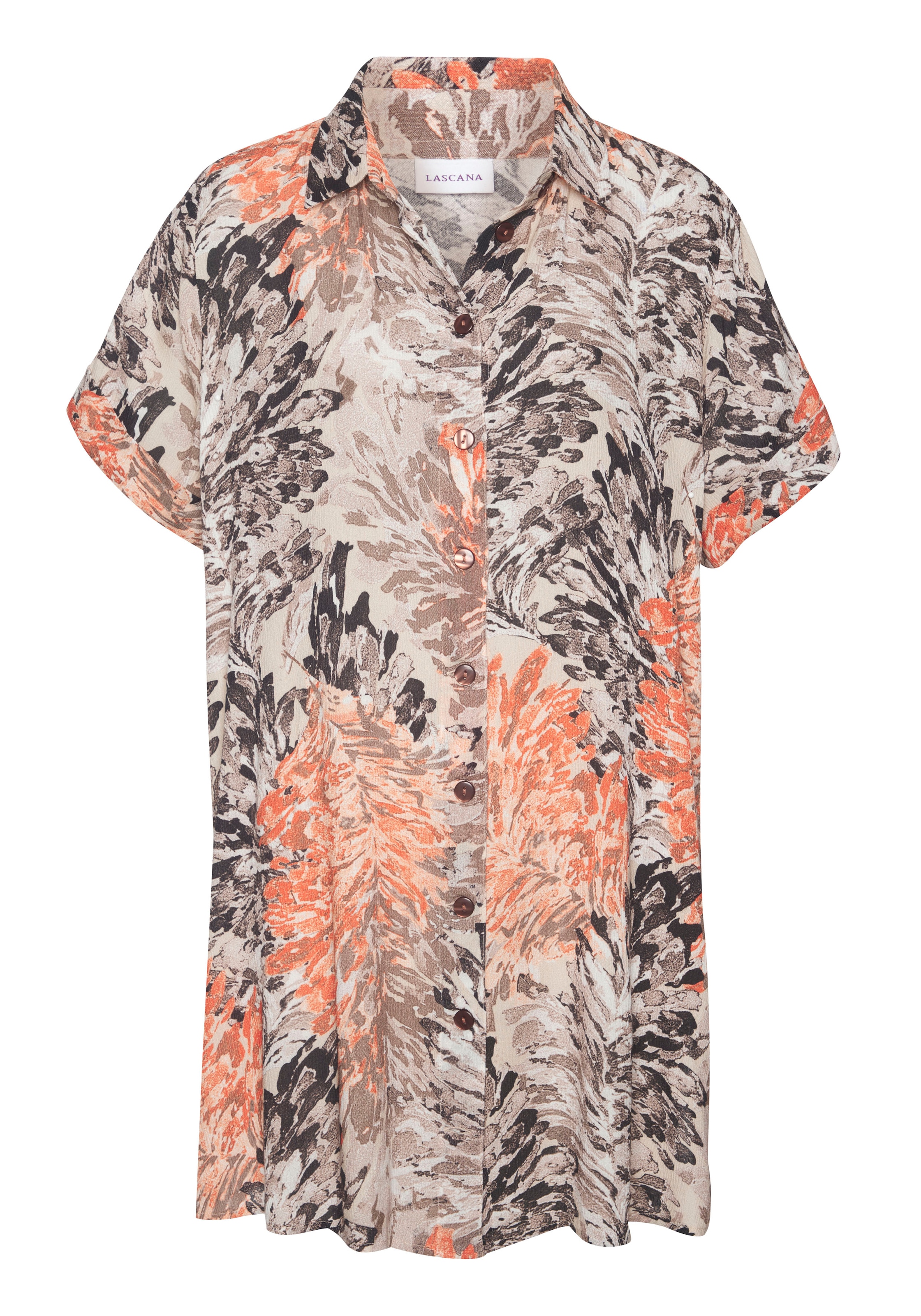 LASCANA Longbluse mit Blumendruck, sommerliche Hemdbluse mit Knopfleiste