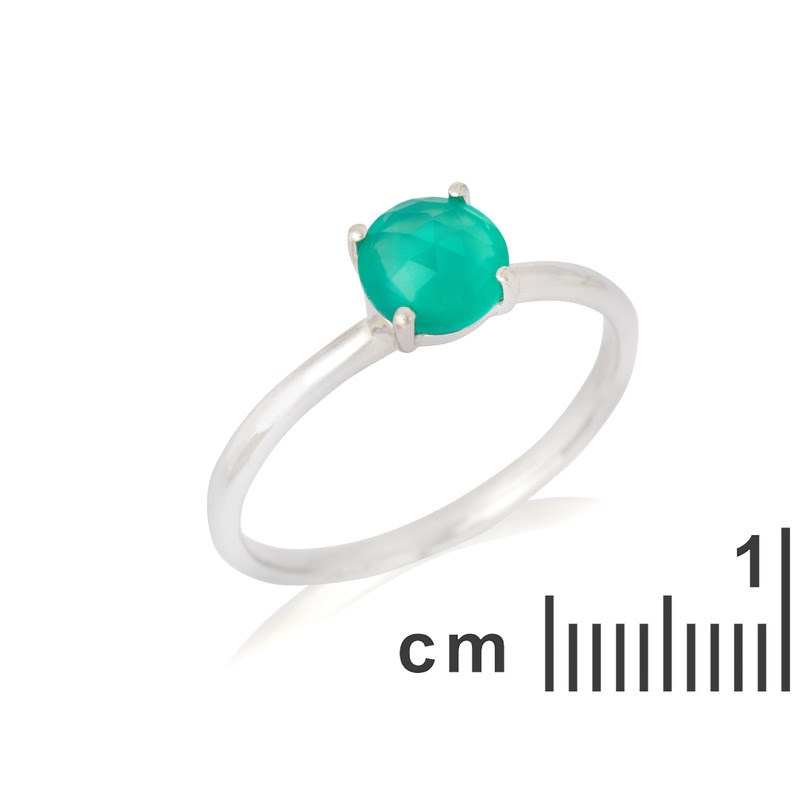 BAGUE ONYX VERTE ARGENT RHODIE 925/1000