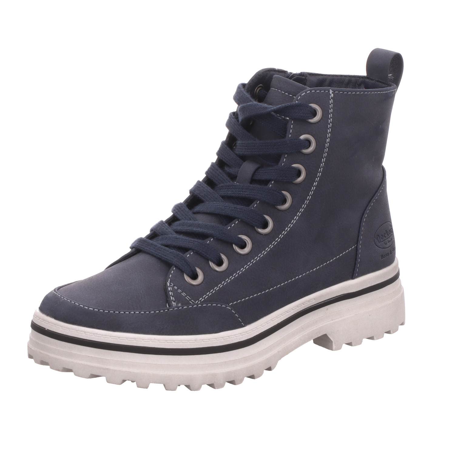 Dockers Damen-Schnürstiefelette Blau-Weiß