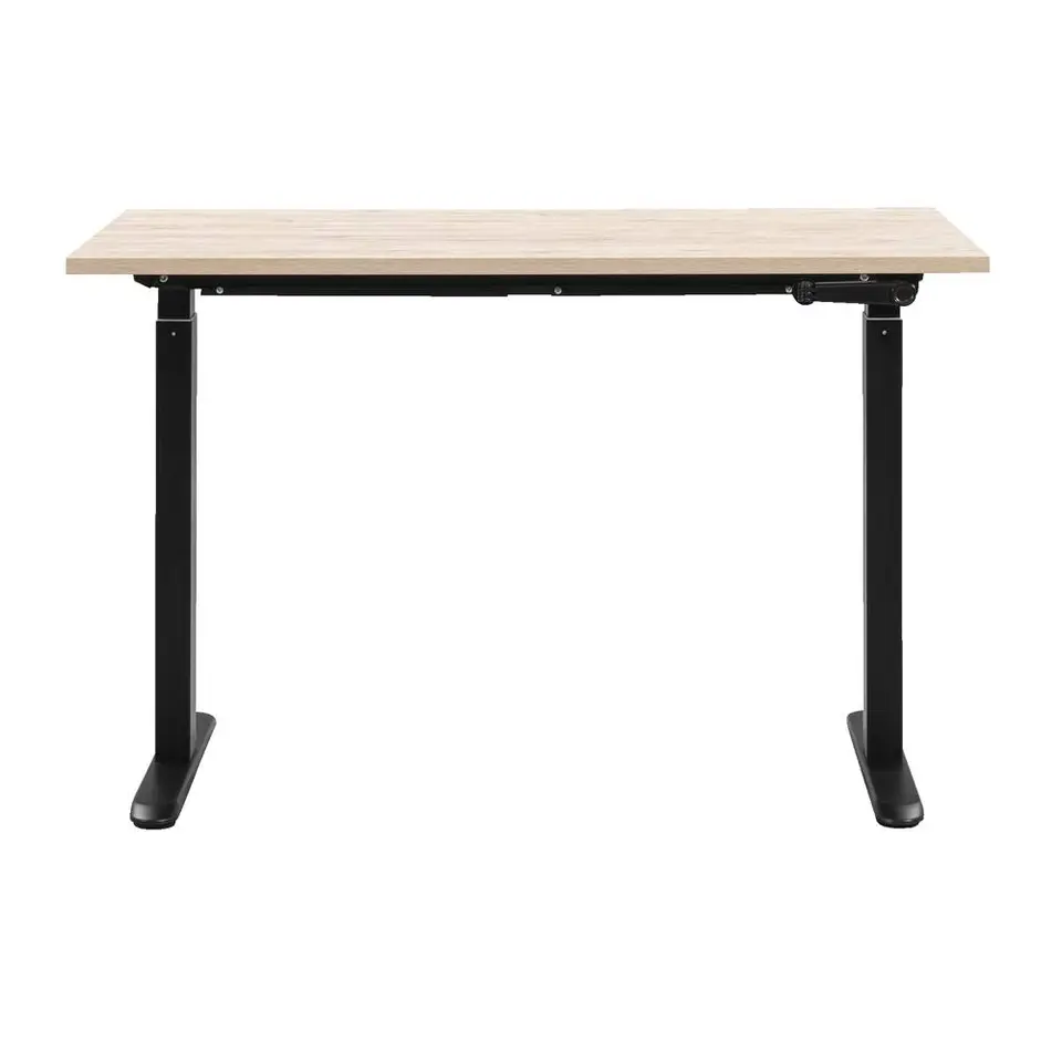Bureau Homeworx zit/sta handmatig verstelbaar – eikenkleur/zwart - 75/118x120x70 cm