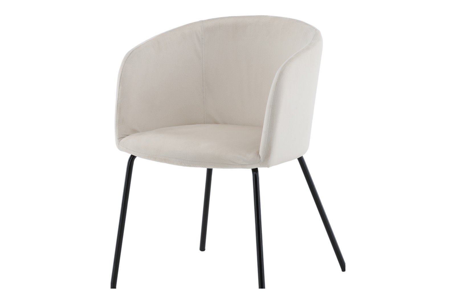 Berit Spisestol. Sett av 2. Sett av 2. Med arm. Beige fløyelsstoff med sortlakkerte ben.