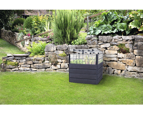 Klassieke verhoogde tuinbak GARANTIA Ergo Quadro Turbo Plus L 80 incl. Flora waterbesparend systeem 80 x 80 x 80 cm hout