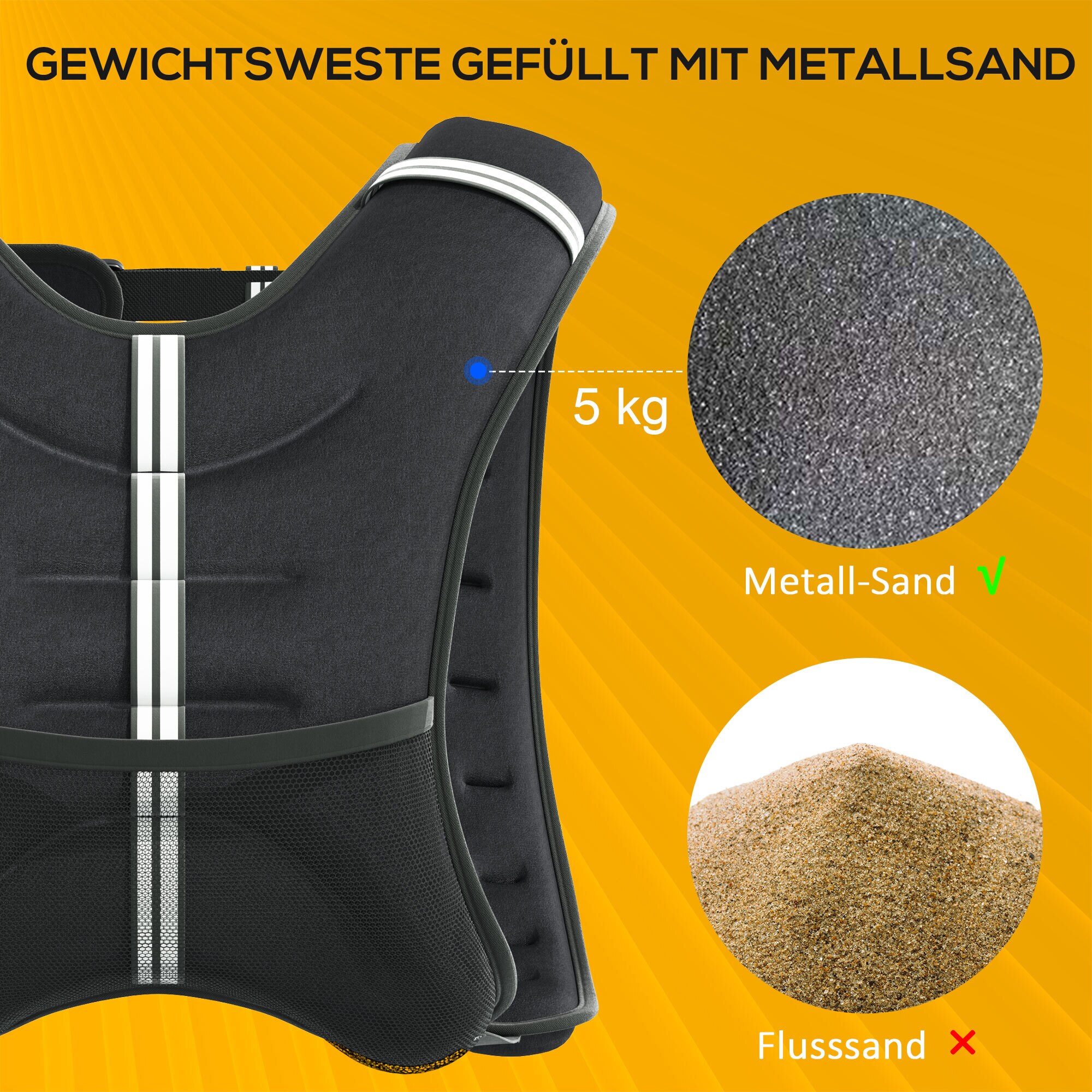 HOMCOM Gewichtsweste mit verstellfunktion schwarz 40L x 35B cm