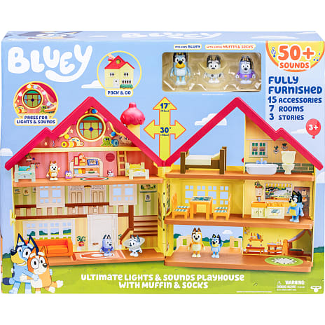 Bluey legehus med lys, lyd og figurer