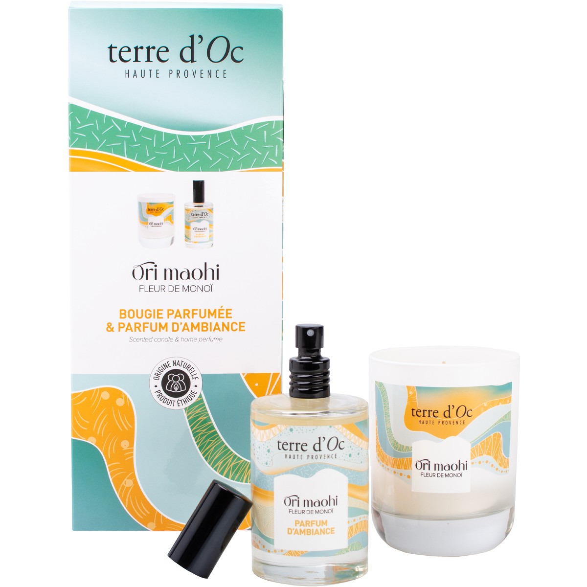 Coffret bougie parfumée & parfum d'ambiance - Fleur de monoï - 2 produits