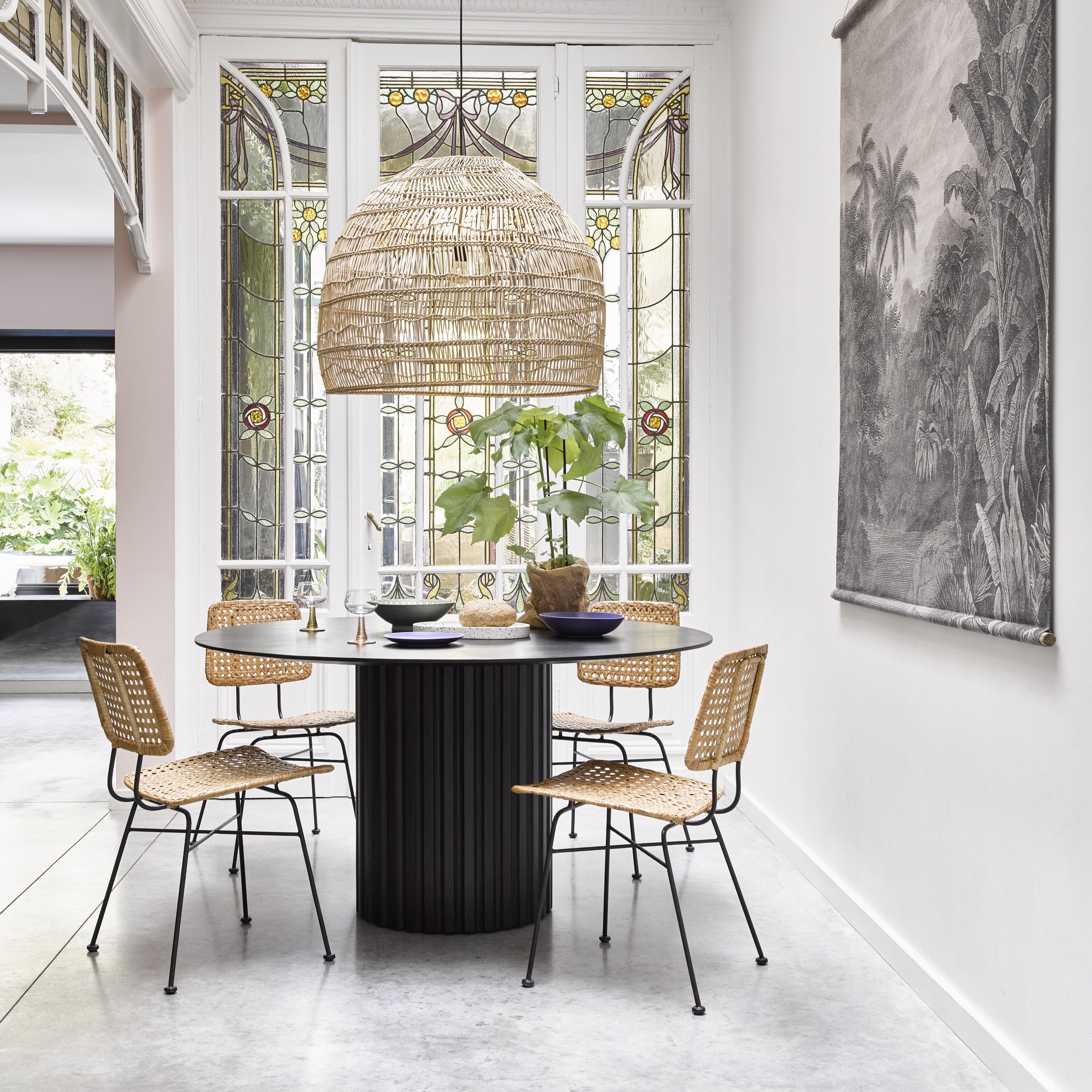 HKliving Pillar Eettafel - Ã 140 cm - Zwart