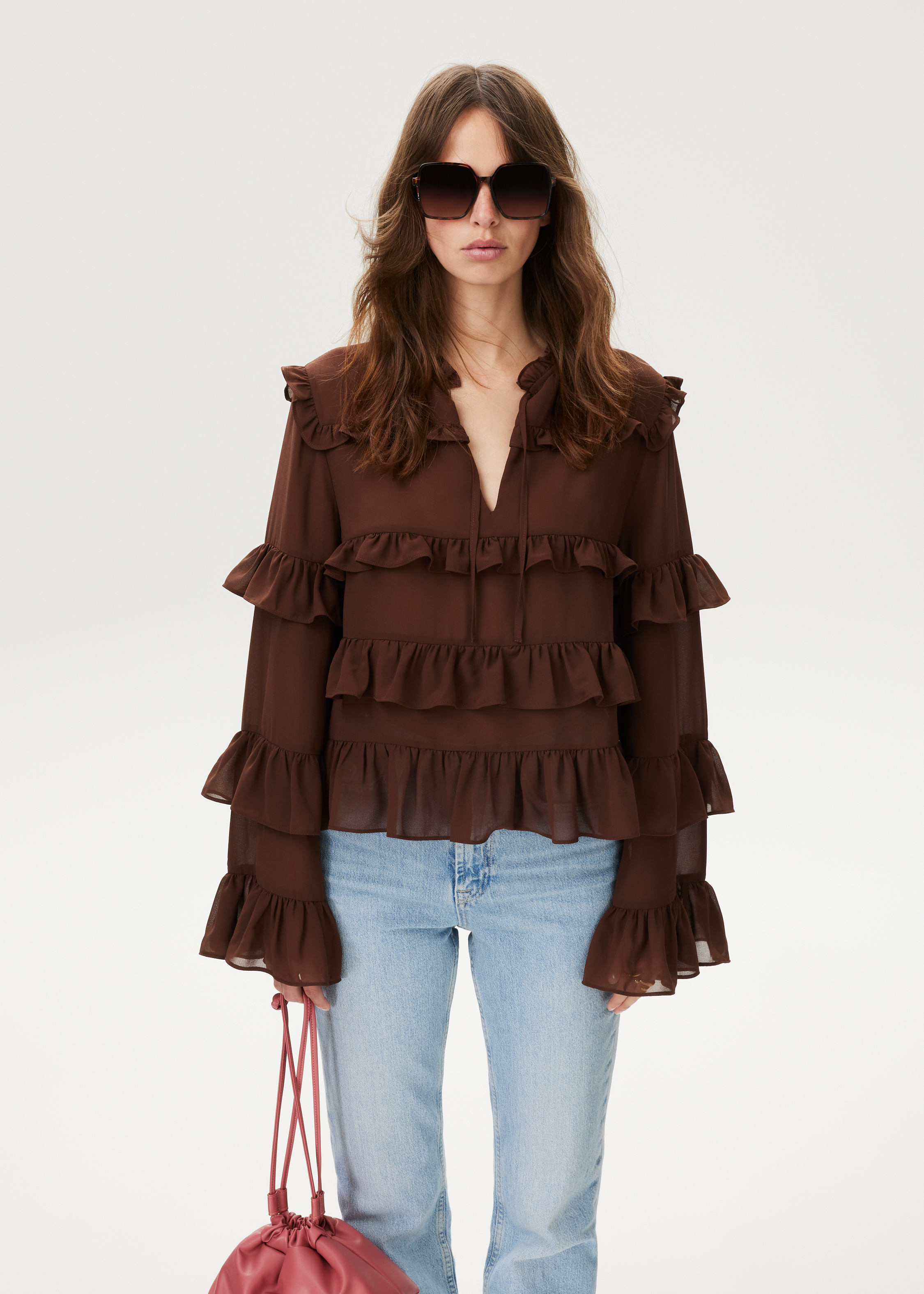 Blouse met gelaagde ruffles