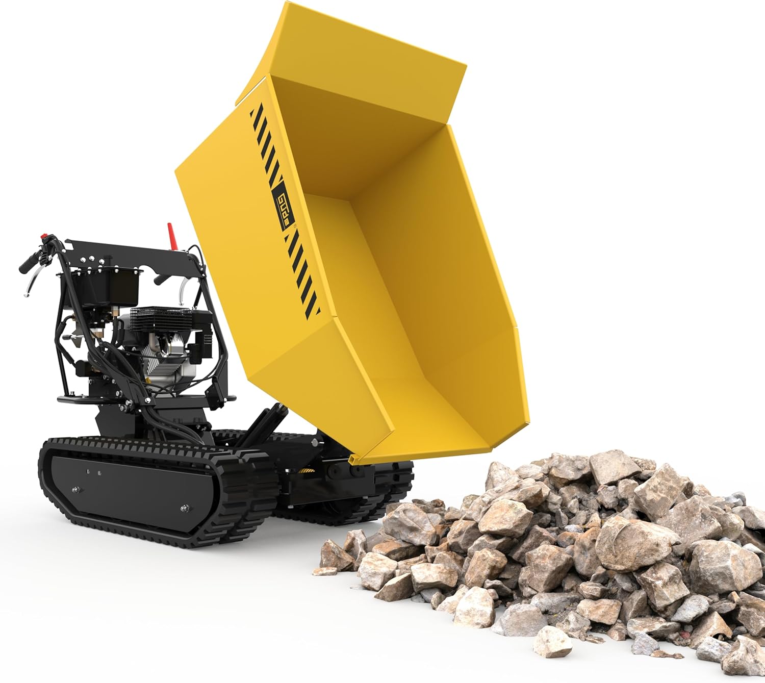 Güde Raupendumper GRD 500/R (4-Takt-Motor, 196 cm³ Hubr., 4,1/5,6 (kW/PS), Vorwärtsgeschw. 3,47 km/h, max. Zuladung 500 kg, 230 l Mulde mit Kipphydraulik, wartungsfr. Zahnradgetr., Handgriffstrg.)