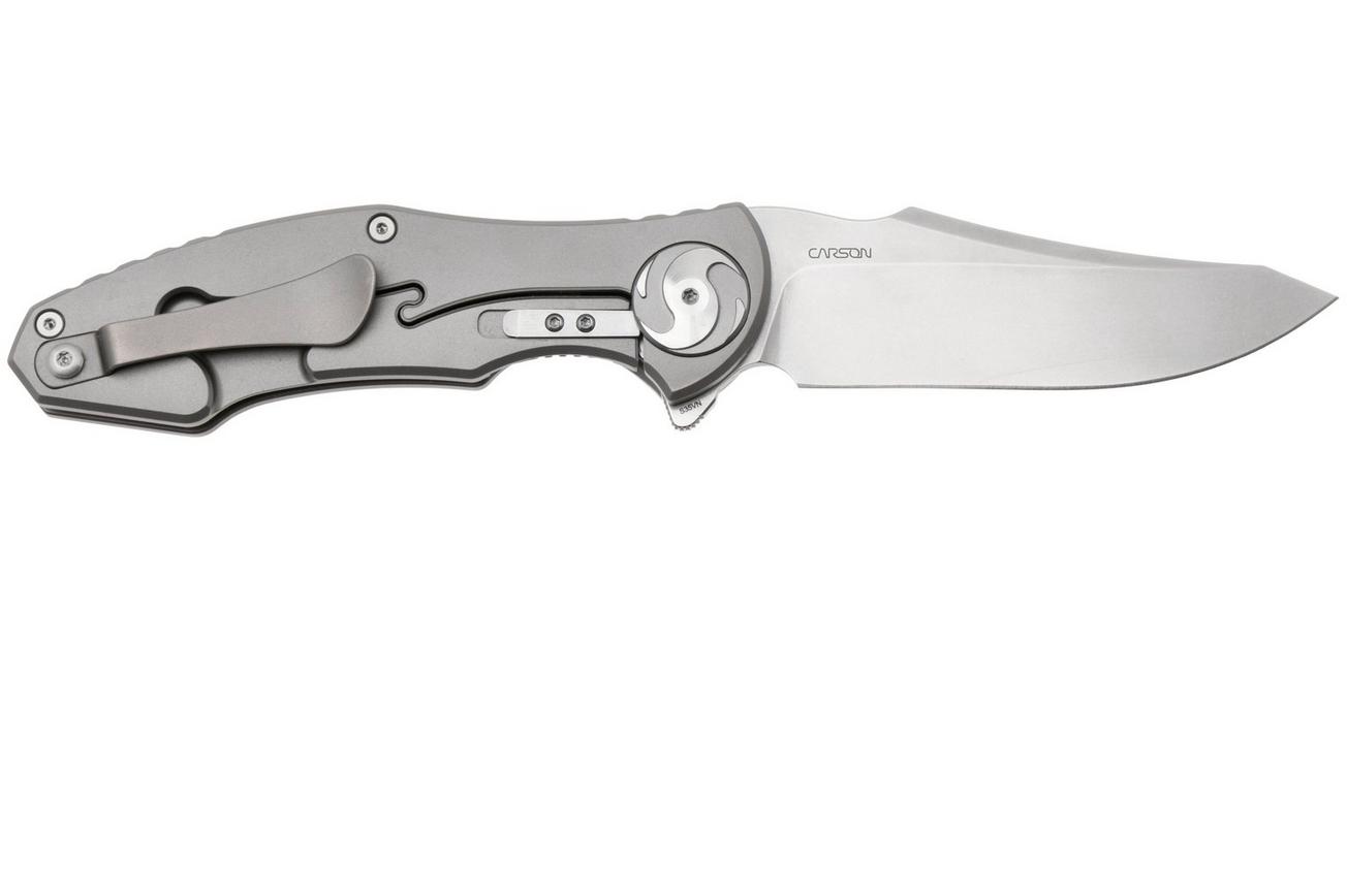 Real Steel Exorcist 9421, Stonewashed CPM S35VN, Sandblasted Titanium, Natural Micarta Inlays zakmes, Carson Huang design