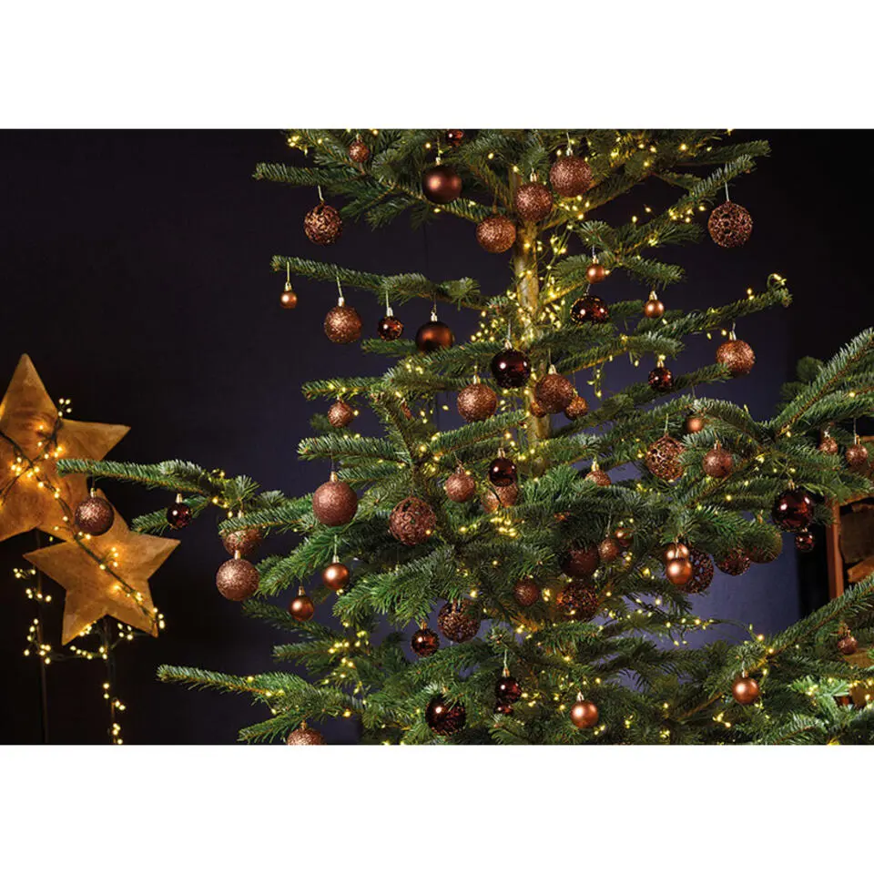 G. Wurm Kerstballen - set 50x st - bruin - 3,4,6 cm