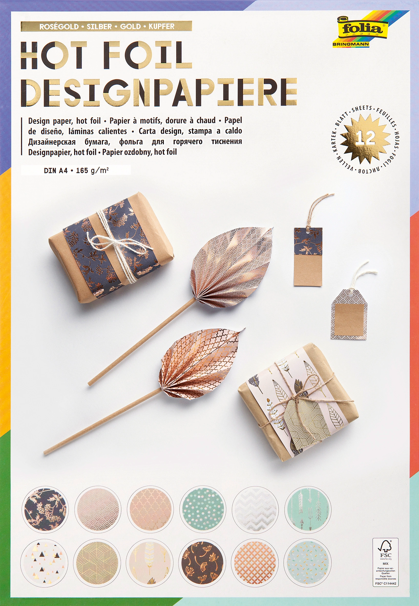 Designpapierblock HOTFOIL 12 Blatt in bunt