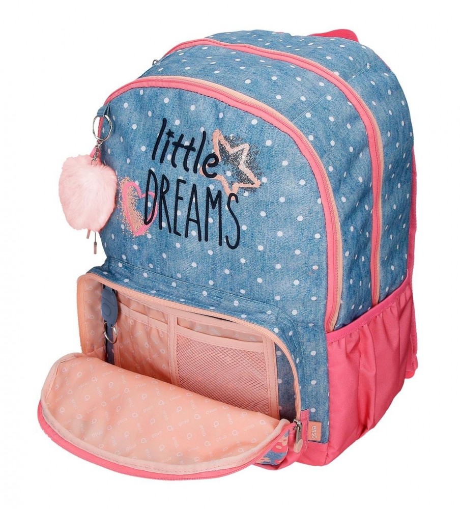 Mochila Enso Little Dreams com dois compartimentos e rodinhas, rosa