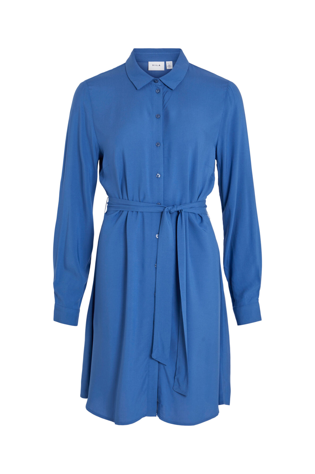 Vestido camisa de manga comprida - Azul