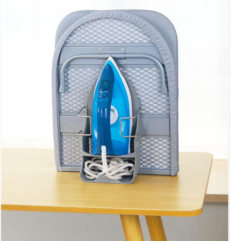 (90x34cm) Faltbares Mini Tisch Bügelbrett Kleider Bügeltisch mit Anti-Rutsch Füssen   Bügeleisen Halterung - Grau