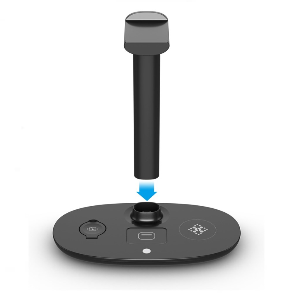 (15W) 4in1 USB C Wireless Charger Magnetisches Ladegerät mit Headset Halterung für Apple iPhone / Apple Airpods / Apple Watch - Schwarz