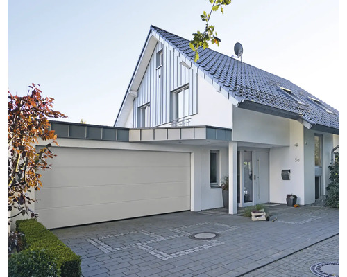 ARON Classic Garagedeur Sectionaaldeur L-profiel Planar RAL 9006 wit aluminium 2500x2125 mm incl. garagedeuropener, 2-knops afstandsbediening