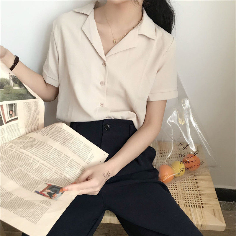 Whoosh - Blouse met korte mouwen en effen kleur