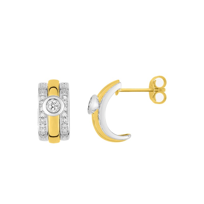 Créoles bicolores Femme - Diamant - Or 18 Carats