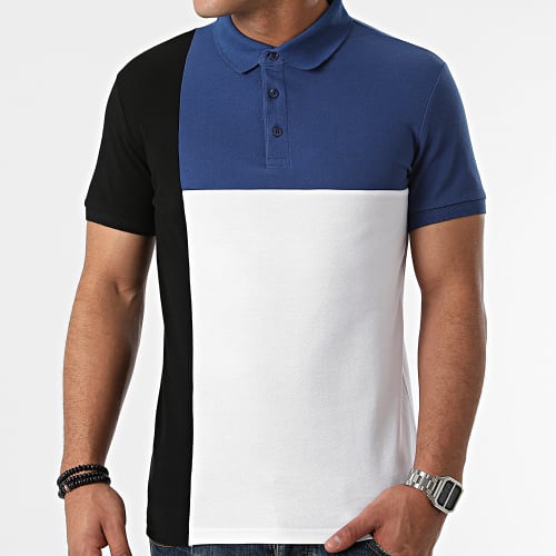 Polo Manches Courtes Tricolore 1780 Noir Blanc Bleu