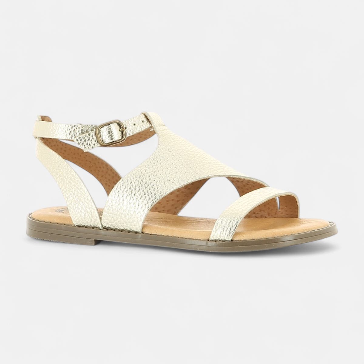 Nu-pieds Fille en cuir or