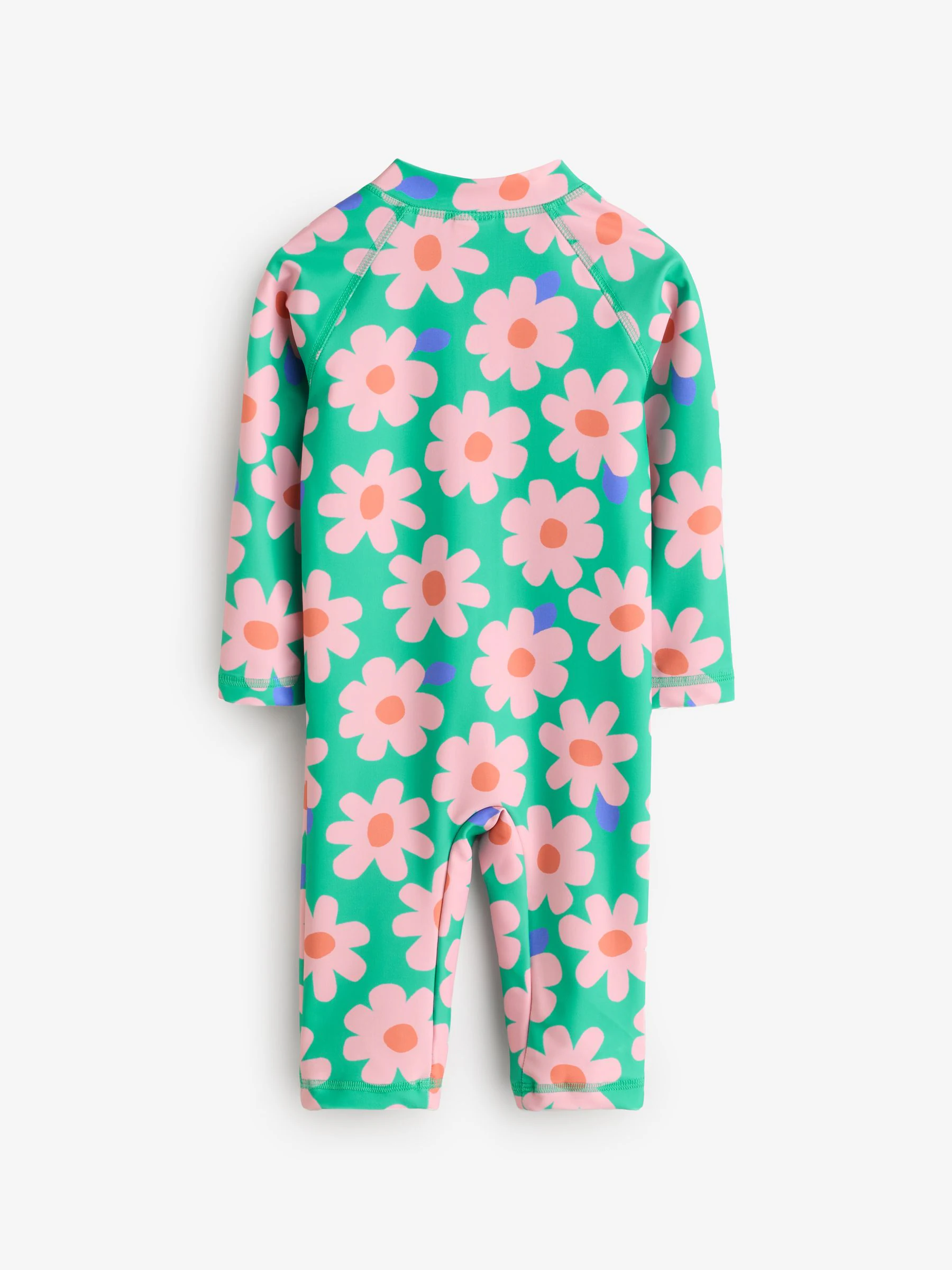 Groen/roze met bloemenprint - Zonbeschermend badpak met lange pijpen (3 mnd-7 jr)