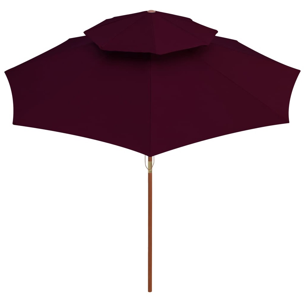 Parasol double avec mât en bois 270 cm rouge bordeaux