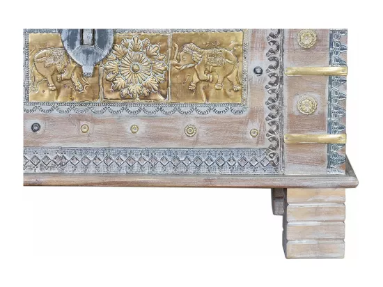 Coffre en bois de manguier blanc vieilli Blanco.Giner y Colomer.45x40x80