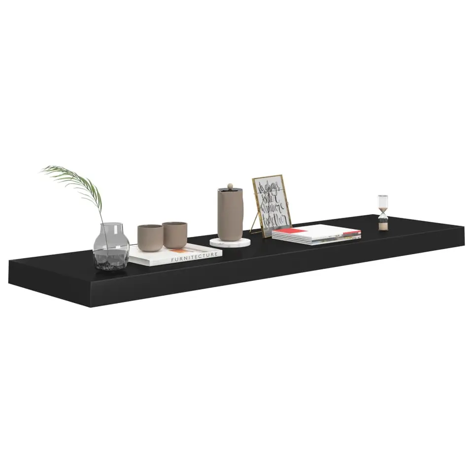 vidaXL - Wandschap - Zwart - MDF - 90 x 23.5 x 3.8 cm