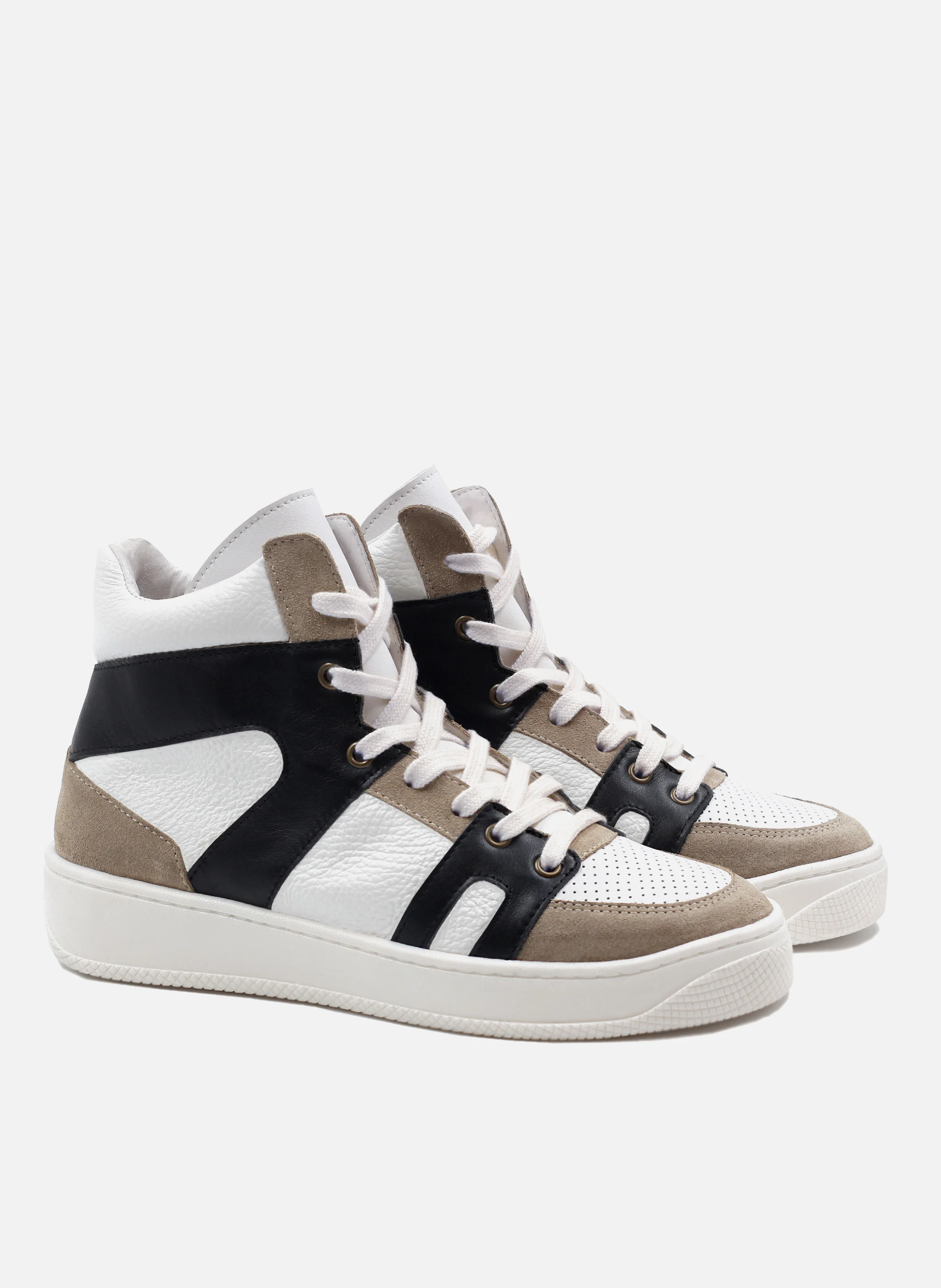 Baskets montantes cuir | Multicolore