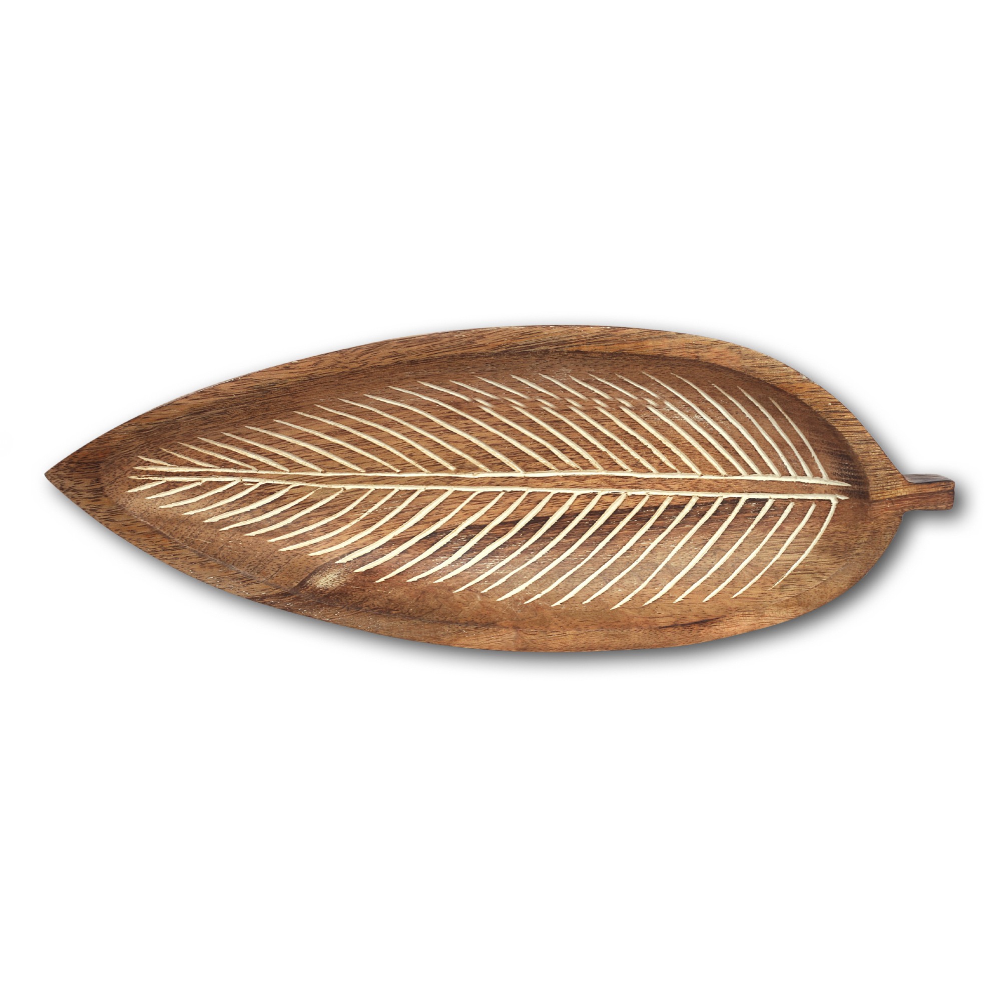Teller Ablage 'Blatt', natur, T 38 cm, B 13 cm, H 4 cm von fischer's lagerhaus