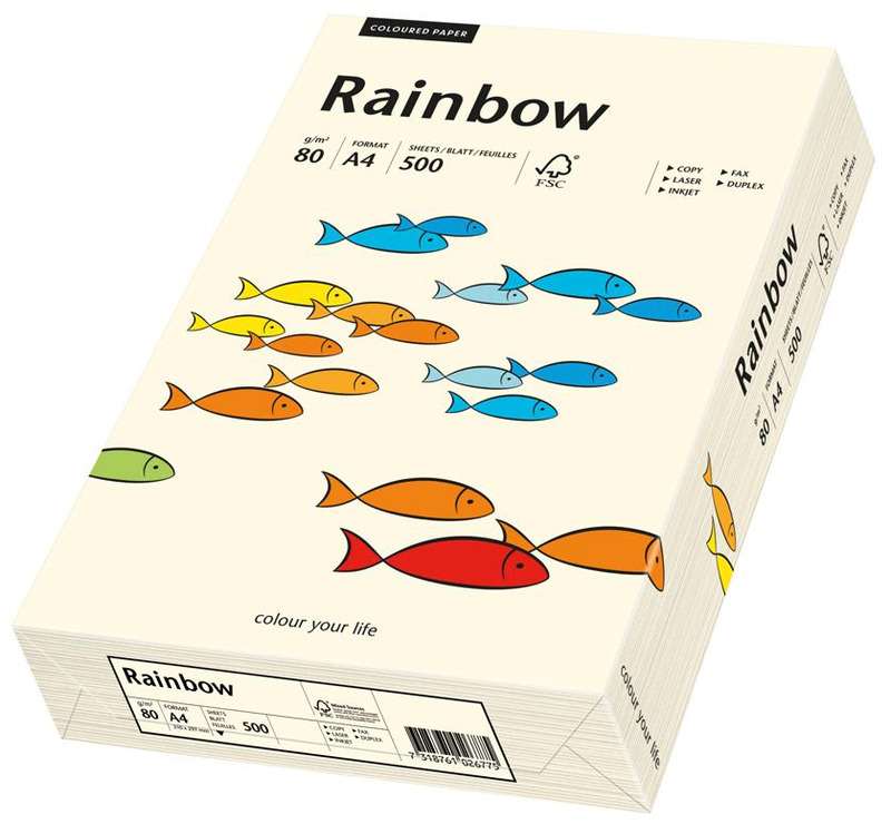 Rainbow Papier farbig, A4, 80 g/m², hellchamois