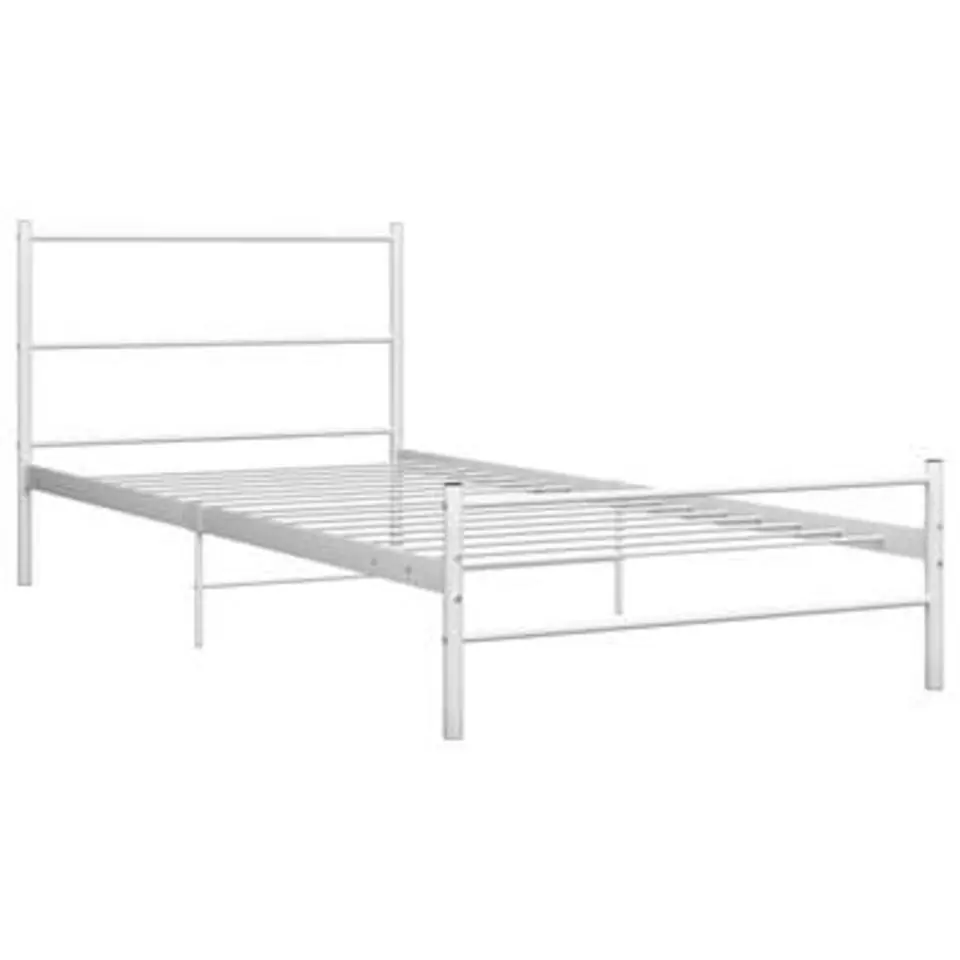 vidaXL - Bed frame met hoofdeinde - Wit - Metaal - 90 x 200 cm