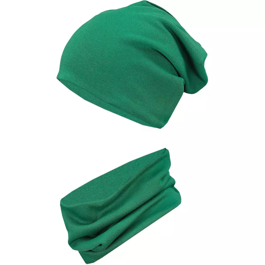 TupTam Unisex Kinder Beanie Mütze Schlauchschal Set dunkelgrün
