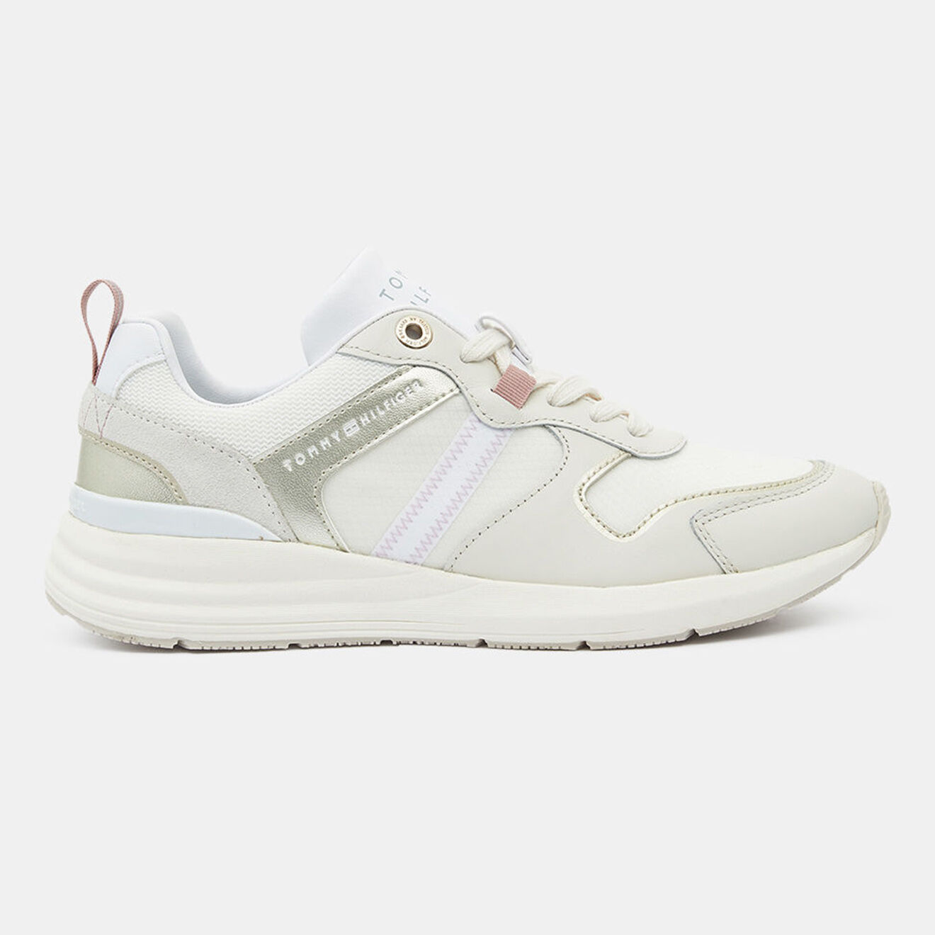Tommy Hilfiger Baskets running Metallic Casual blanc/doré