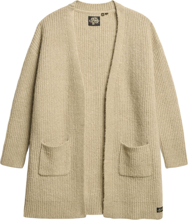 Superdry ESSENTIAL LONG KNIT CARDIGAN Fudge brown