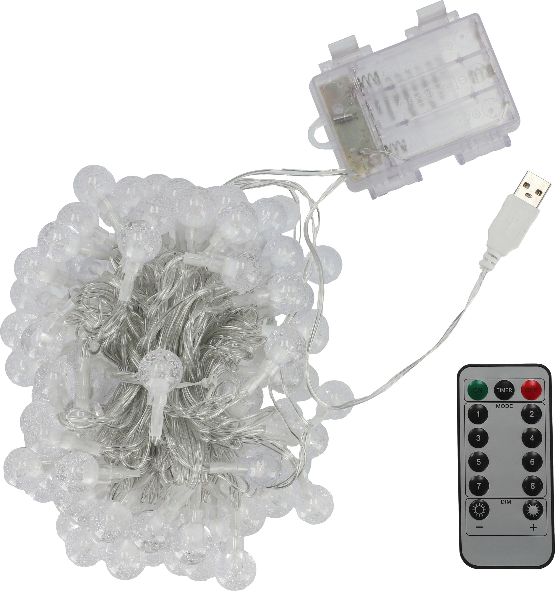 Berger USB und Batterie Lichterkette 100 LED Kugeln (Länge 11 m)