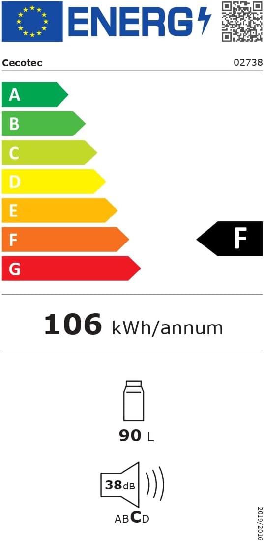 Cecotec Mini Frigo Bolero CoolMarket TT Origin 45 Rouge. Réfrigérateur de Table Rétro 45L, 55 cm de Haut, 44,7 cm de Large, Classe Énergétique E, Bac à Glaçons et Poignée Chromée, Rouge