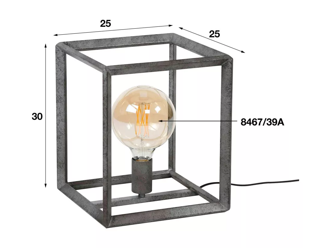 Cube lumineux industriel finition argent vieilli RALF