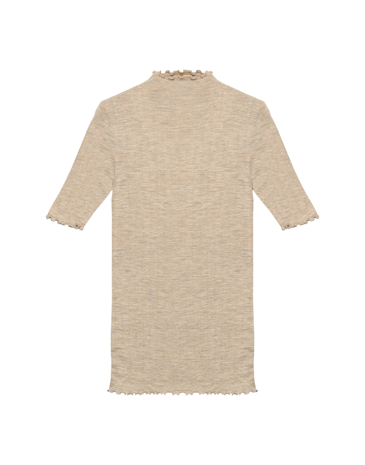 Pointelle T-shirt met hoge hals van merinowol/zijde voor dames