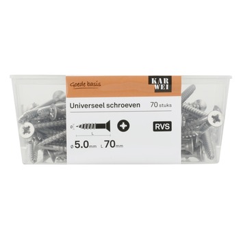 KARWEI unischroef platkop rvs 5x70 mm (70 stuks)